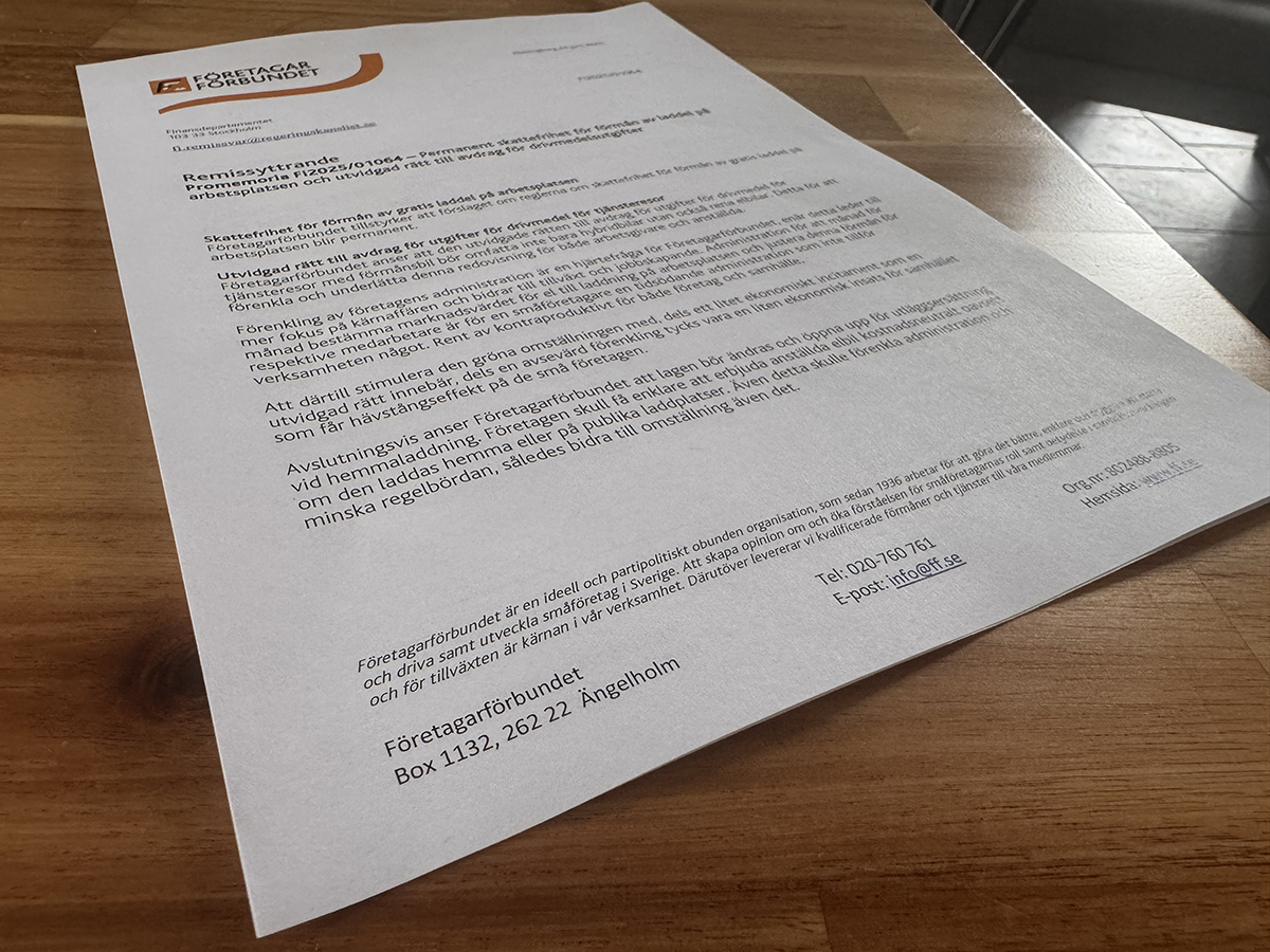 Skattefrihet för för förmån på laddel